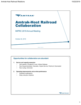 Amtrak-Host Railroad Relations 10/22/2019