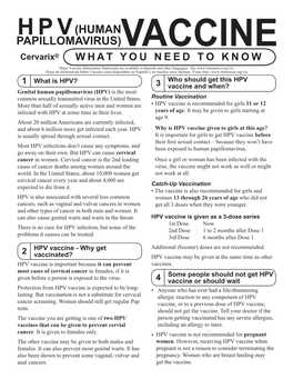 HPV (Human Papillomavirus) Vaccine Cervarix