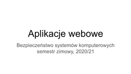 Aplikacje Webowe