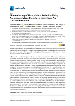 Biomonitoring of Heavy Metal Pollution Using Acanthocephalans Parasite in Ecosystem: an Updated Overview