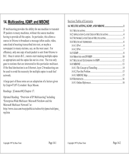 14. Multicasting, IGMP, and MBONE Section Table of Contents 14