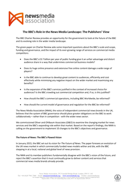 The BBC's Role in the News Media Landscape: the Publishers' View