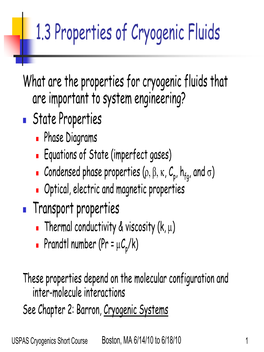 1.3 Properties of Cryogenic Fluids