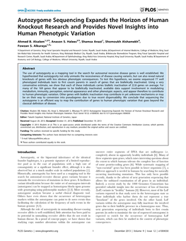 Autozygome Sequencing Expands the Horizon of Human Knockout Research and Provides Novel Insights Into Human Phenotypic Variation