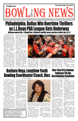 Philadelphia, Dallas Win Overtime Thrillers As L.L.Bean PBA League Gets Underway Hitman Upset No