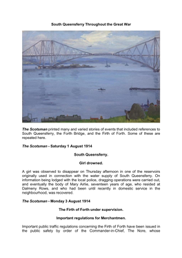 South Queensferry Throughout the Great War the Scotsman Printed