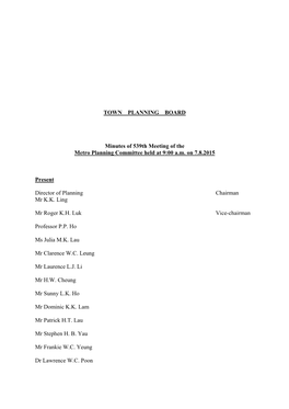 TOWN PLANNING BOARD Minutes of 539Th Meeting of the Metro