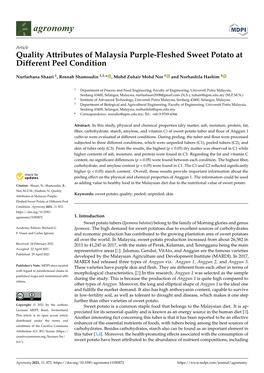 Quality Attributes of Malaysia Purple-Fleshed Sweet Potato at Different Peel Condition