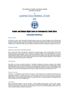 Albertina Sisulu Memorial Lecture And