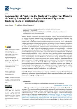 Communities of Practice in the Warlpiri Triangle: Four Decades of Crafting Ideological and Implementational Spaces for Teaching in and of Warlpiri Language