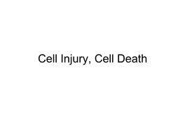 Cell Injury, Cell Death Classification of Morphologic Forms of Cell Injury