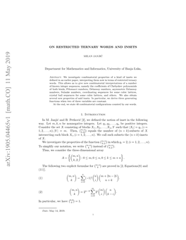 On Restricted Ternary Words and Insets 3