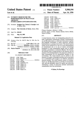 ||||||III USOO5508194A United States Patent (19) 11 Patent Number: 5,508,194 Lee Et Al