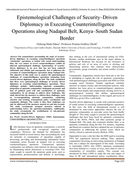 Epistemological Challenges of Security–Driven Diplomacy In