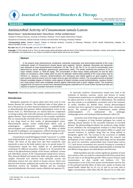 Antimicrobial Activity of Cinnamomum Tamala Leaves