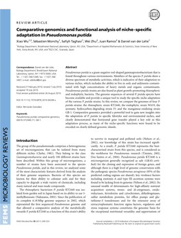 Comparative Genomics and Functional Analysis of Nichespecific Adaptation