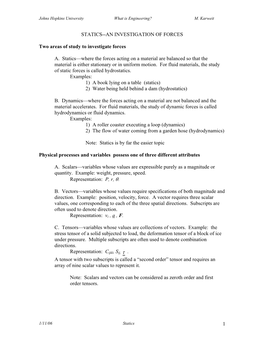 Statics—The Investigation of Forces