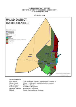 MALINDI DISTRICT REPORT SHORT RAINS FOOD SECURITY ASSESSMENT 4Th -7Th FEBRUARY 2008