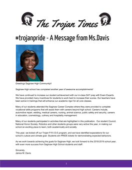 The Trojan Times #Trojanpride - a Message from Ms.Davis