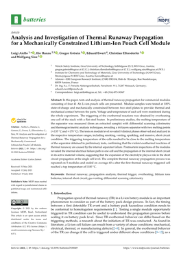 Analysis and Investigation of Thermal Runaway Propagation for a Mechanically Constrained Lithium-Ion Pouch Cell Module