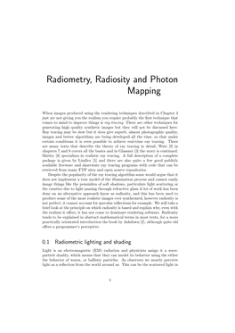 Radiometry, Radiosity and Photon Mapping