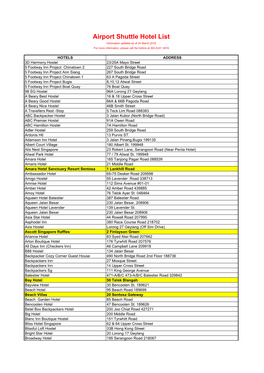 Updated Hotel List 24 3 2015.Xlsx