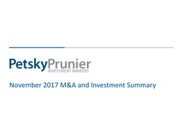 November 2017 M&A and Investment Summary