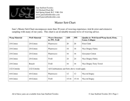 Master Sett Chart