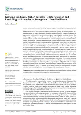 Growing Biodiverse Urban Futures: Renaturalization and Rewilding As Strategies to Strengthen Urban Resilience