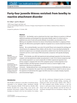 From Bowlby to Reactive Attachment Disorder