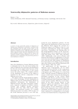 Noteworthy Disjunctive Patterns of Malesian Mosses