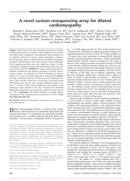 A Novel Custom Resequencing Array for Dilated Cardiomyopathy Rebekah S