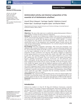 Antimicrobial Activity and Chemical Composition of the Essential Oil Of