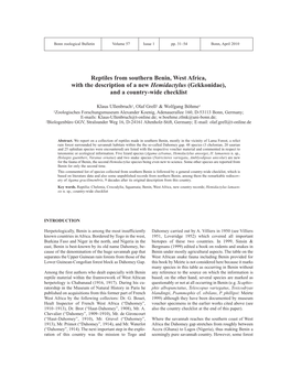 Reptiles from Southern Benin, West Africa, with the Description of a New Hemidactylus (Gekkonidae), and a Country-Wide Checklist