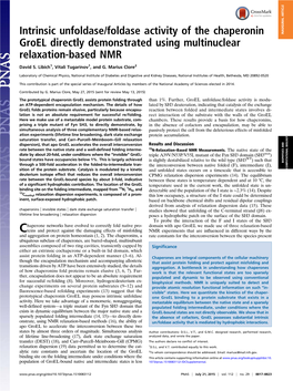 Intrinsic Unfoldase/Foldase Activity of the Chaperonin Groel Directly Demonstrated Using Multinuclear Relaxation-Based