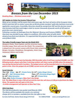 Breezes from the Lea December 2015 Breaking News … Christmas Comes Early?
