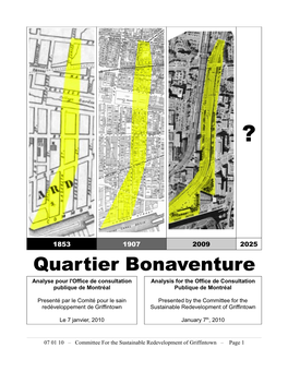 Quartier Bonaventure Analyse Pour L'office De Consultation Analysis for the Office De Consultation Publique De Montréal Publique De Montréal