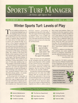 Winter Sports Turf: Levels of Play