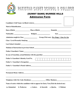 Admission Form