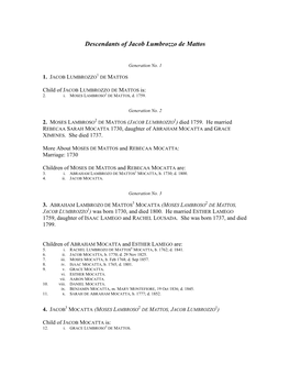 Lousada Family Genealogy