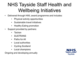 NHS Tayside Staff Health and Wellbeing Initiatives