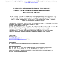 Mycobacterium Tuberculosis Hijacks an Evolutionary Recent IFN-IL-6-CEBP Axis Linked to Monocyte Development and Disease Severity in Humans