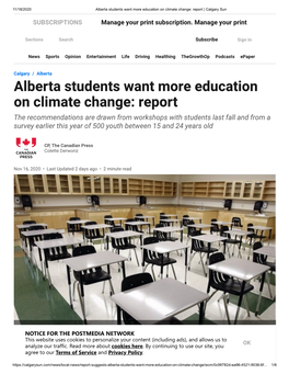 Alberta Students Want More Education on Climate Change: Report | Calgary Sun