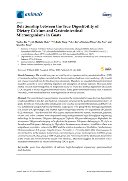 Relationship Between the True Digestibility of Dietary Calcium and Gastrointestinal Microorganisms in Goats