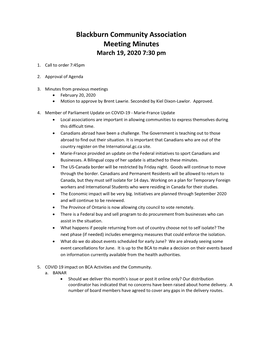 March 19, 2020 Board Meeting Minutes