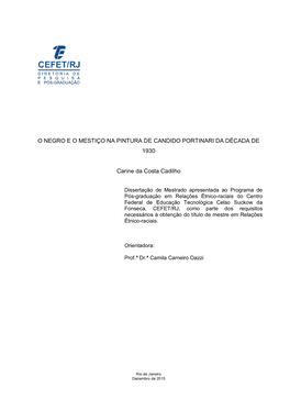 O Negro E O Mestiço Na Pintura De Candido Portinari Da Década De 1930