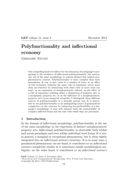 Polyfunctionality and Inflectional Economy / 75 