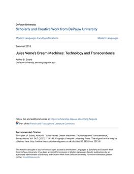 Jules Verne's Dream Machines: Technology and Transcendence