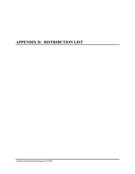 Appendix D: Distribution List