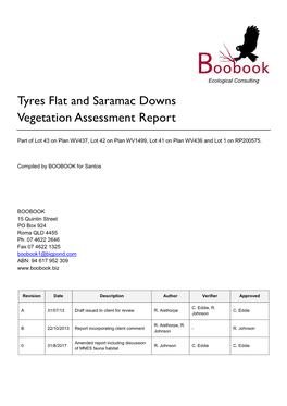 Tyres Flat and Saramac Downs Vegetation Assessment Report